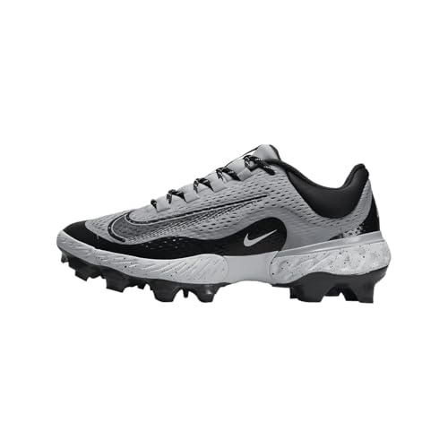 Nike Alpha Huarache Elite 4 Low MCS Men's Baseball Cleats (FD6221-002, Wolf Grey/White/Dark Smoke Grey) Size 10