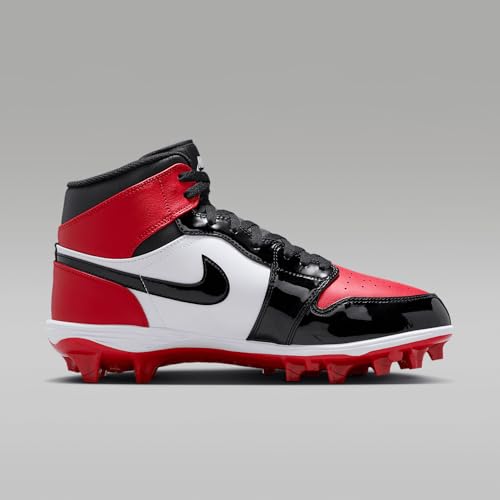 Jordan 1 Mid TD Men's Football Cleat (FJ6805-601, Gym Red/White/Black) Size 10.5