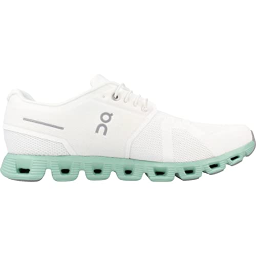 On Mens Cloud 5 Running Shoes, Undyed-White/Creek, 10.5 US