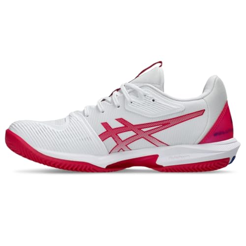 ASICS Women's Solution Speed FlyteFoam 3 Clay Tennis Shoes, 10, White/Bright Rose