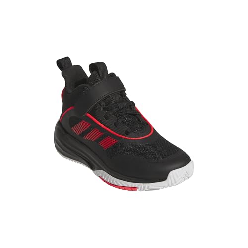 Adidas Unisex-Kids Own The Game 3.0 Mid Top Elastic Lace & Strap Basketball, Black/Lucid Red/White, 5.5