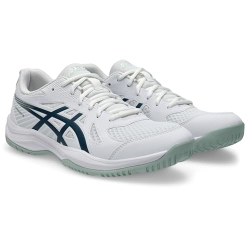 ASICS Men's Upcourt 6 Volleyball Shoes, 13, White/Tranquil Teal