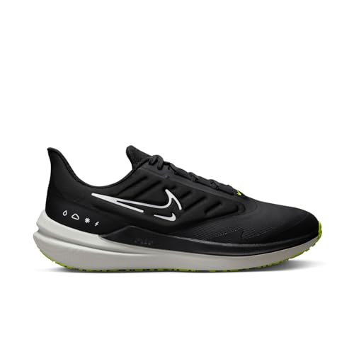 Nike Winflo 9 Shield Men's Weatherized Road Running Shoes (DM1106-001, Black/Dark Smoke Grey/Volt/White) Size 13