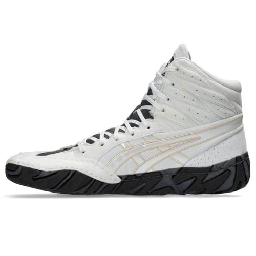 ASICS Men's Aggressor 6 Wrestling Shoes, 9.5, White/Champagne