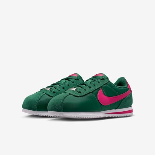 Nike Cortez Textile Big Kids' Shoes (Gorge Green/White/Wild Cherry) Size 6.5