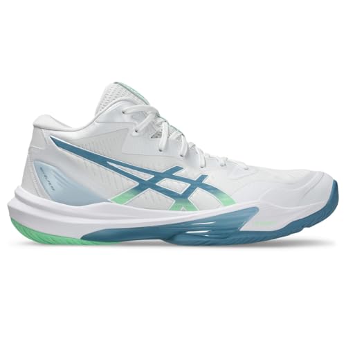ASICS Men's Gel-Tactic 12Sneaker, White Saba Blue, 8.5 US