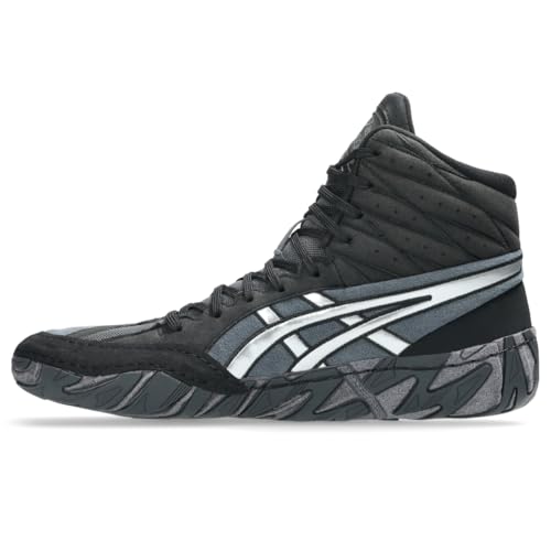 ASICS Men's Aggressor 6 Wrestling Shoes, 8, Black/Pure Silver