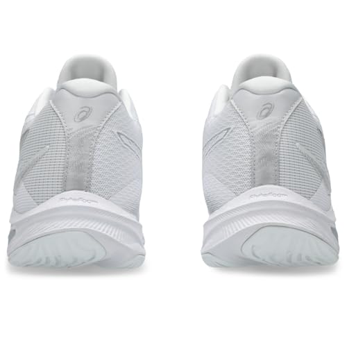 ASICS Women's Netburner Ballistic FlyteFoam Mid Top 4 Volleyball Shoes, 8, White/Pure Silver