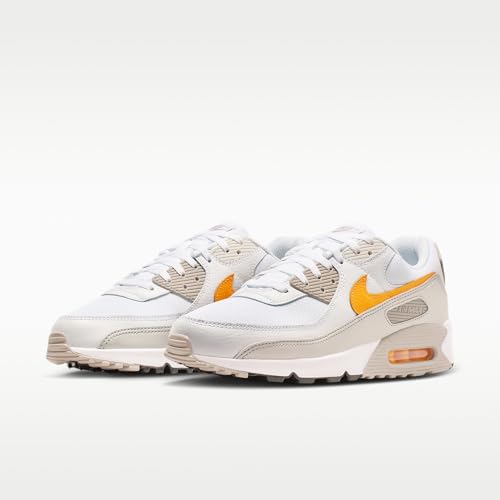 Nike Air Max 90 Men's Shoes (White/College Gray/Burst Gray/Laser Orange) Size 9