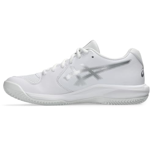 ASICS Women's Gel-Dedicate 9 Clay Tennis Shoes, 7.5, White/Pure Silver
