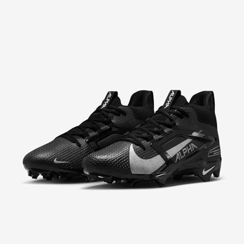 Nike Alpha Menace 4 Elite Football Cleats (FD7036-002, Black/Metallic Silver) Size 7