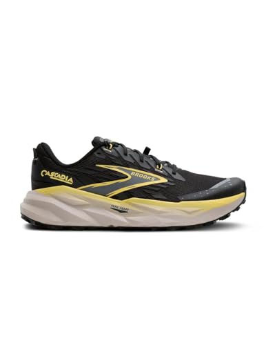 Brooks Men's Cascadia 19Sneaker, Black Yellow Chateau, 9 US