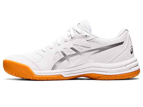 ASICS Women's Upcourt 5 Volleyball Shoes, 9, White/Pure Silver