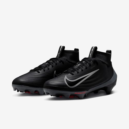Nike Vapor Pro 1 Football Cleats (FB3298-002, Black/Dark Grey/Bright Crimson/Black) Size 9