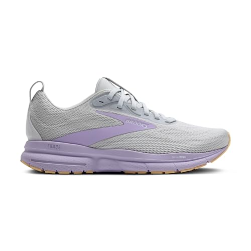 Brooks Women’s Trace 4 Neutral Running Shoe - Oyster/Purple/Sherbert - 9 Medium