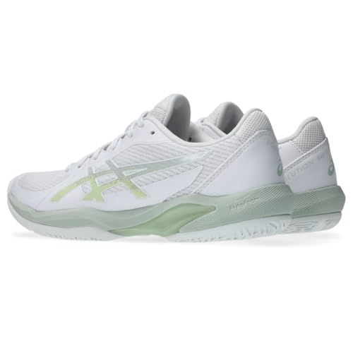 ASICS Women's Solution Swift FlyteFoam 2 Tennis Shoes, 9, White/Lichen Rock