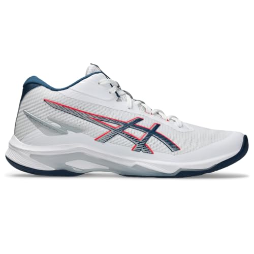 ASICS Men's Netburner Ballistic FlyteFoam 4 Mid Top Volleyball Shoes, 14, White/MAKO Blue