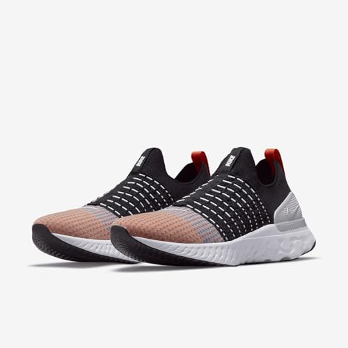 Nike Men's React Phantom Run Flyknit 2 Sneaker, Black/White/Team Orange, 10.5