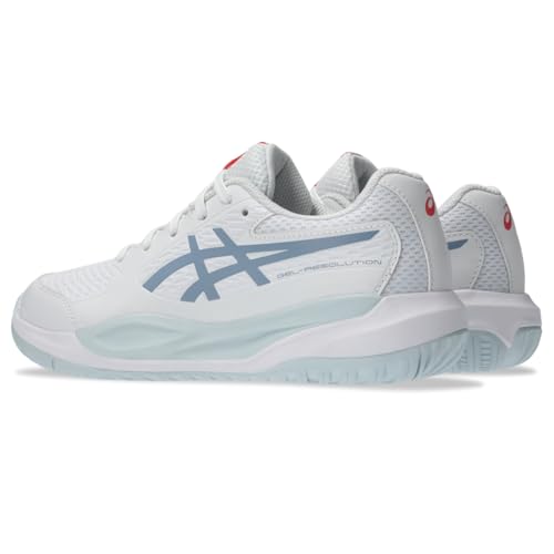 ASICS Kid's Gel-Resolution X Grade School Tennis Shoes, 5, White/Grey Blue