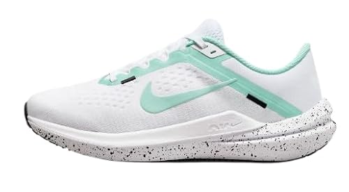 Nike Winflo 10 Women's Road Running Shoes (White/Black/Emerald Rise FN7106-100, US Footwear Size System, Adult, Women, Numeric, Medium, 6.5)