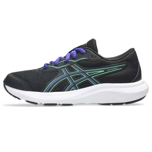 ASICS Kid's Contend 9 Grade School Running Shoes, 3.5, Black/Vital Green