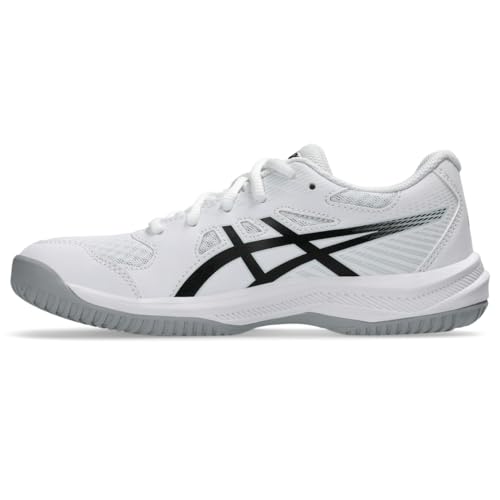 ASICS Kid's Upcourt 6 Grade School Volleyball Shoes, 4.5, White/Black