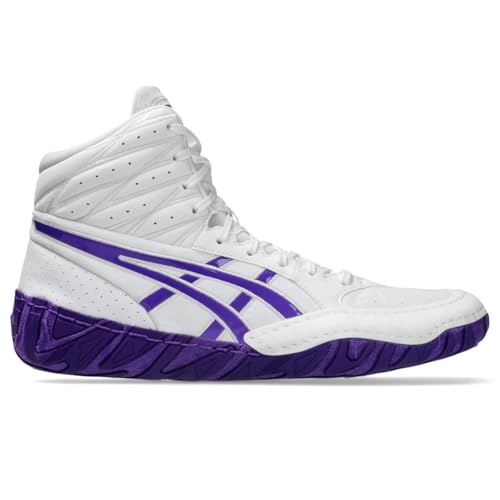 ASICS Men's Aggressor 6 Wrestling Shoes, 6.5, White/Radiant Amethyst