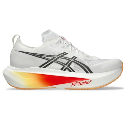ASICS Unisex MEGABLAST Running Shoes, 4M / 5.5W, White/Orange Glow