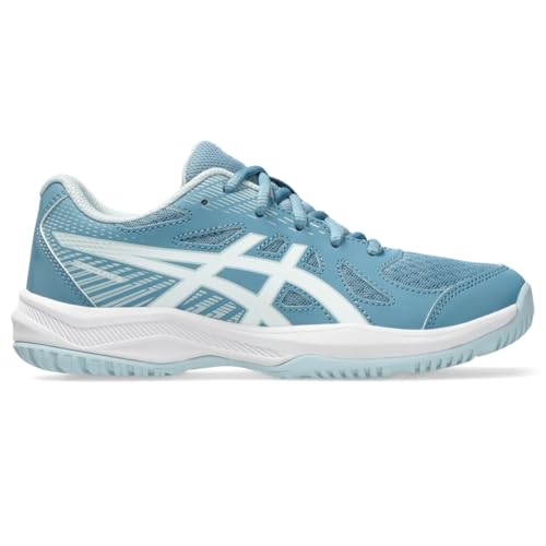 ASICS Kid's Upcourt 6 Grade School Volleyball Shoes, 4, SABA Blue/White