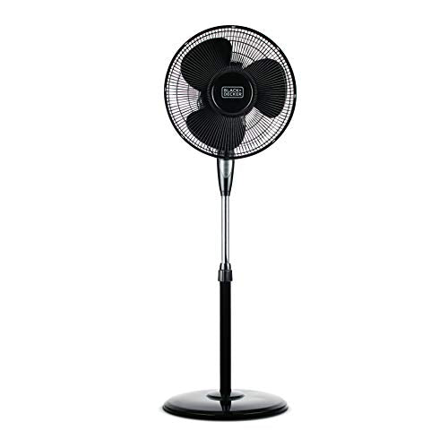 BLACK+DECKER 16" Oscillating Pedestal Fan with Remote, BFSR16B, Black