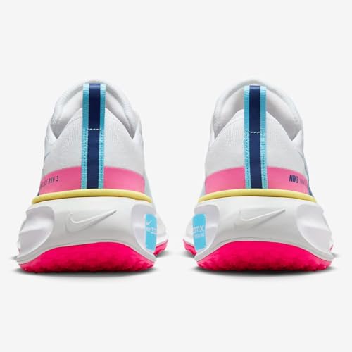 Nike Invincible 3 Women's Road Running Shoes (DR2660-105, White/Photon Dust/Fierce Pink/Deep Royal Blue) Size 5