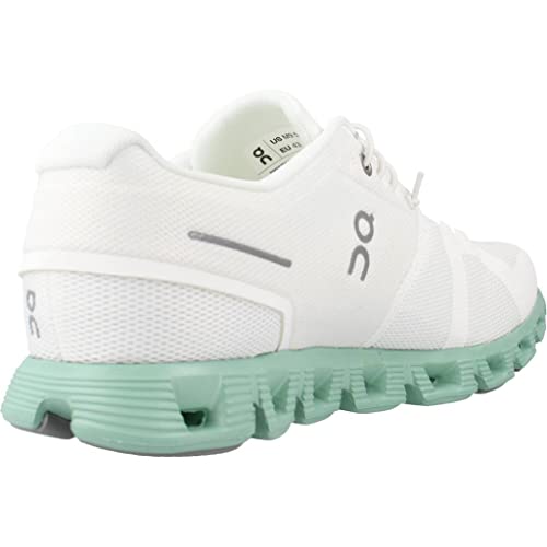 On Mens Cloud 5 Running Shoes, Undyed-White/Creek, 10.5 US