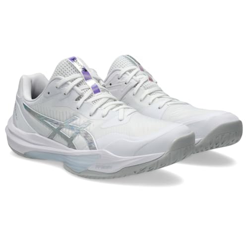 ASICS Unisex Sky Elite FlyteFoam 3 Volleyball Shoes, 10M / 11.5W, White/Pure Silver
