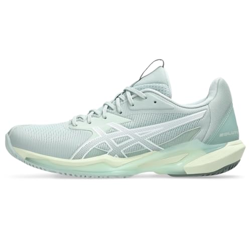 ASICS Women's Solution Speed FlyteFoam 3 Tennis Shoes, 8.5, Lichen Rock/White