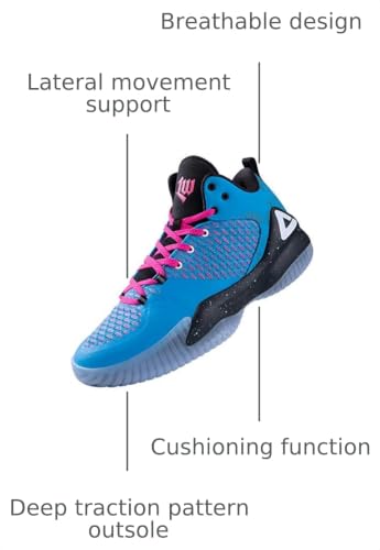 PEAK High Top Mens Basketball Shoes Streetball Master Breathable Non Slip Outdoor Sneakers Cushioning Workout Shoes for Fitness