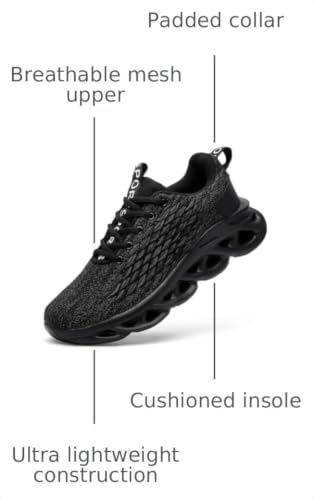 HOMASS Mens Walking Shoes Tennis Casual Fashion Running Sneakers Black