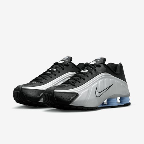 Nike Shox R4 Men's Shoes (HQ1988-004, Metallic Silver/Black/Psychic Blue/Metallic Silver) Size 9