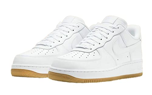 Nike Air Force 1'07 Men's Basketball Shoe, White White Light Brown White White Rubber Light Brown, 44.5 EU