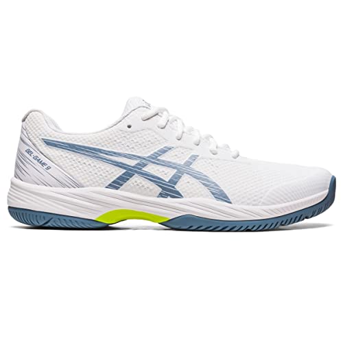 ASICS Men's Gel-Game 9 Tennis Shoe White/Steel Blue 9.5 D (M)