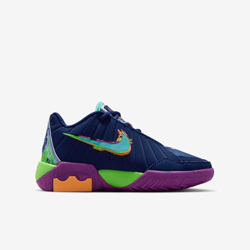 Nike Lebron Witness 9 Big Kids' Basketball Shoes (Blue Void/Vivid Purple/Green Strike/Bleached Turquoise) Size 6