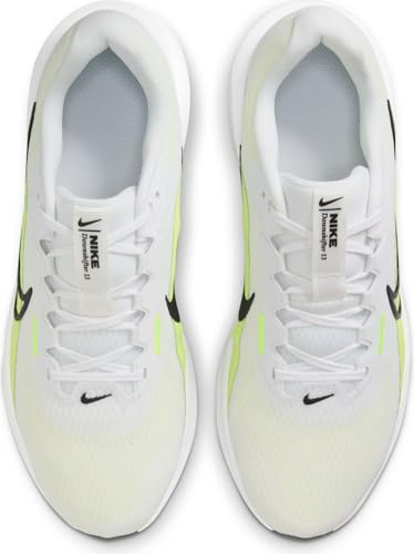Nike Downshifter 13 Men's Road Running Shoes (FD6454-105, White/Light Lemon Twist/Volt/Black) Size 11