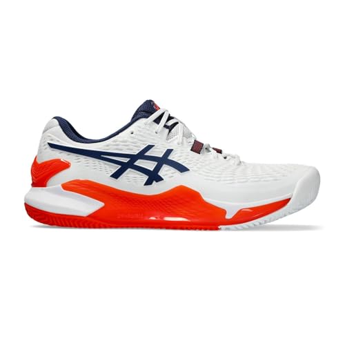ASICS Resolution 9 Scarpa da Tennis per Campi Veloci per Uomo, White Blue Expanse, 46 EU