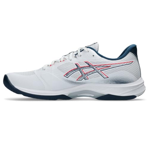 ASICS Men's Netburner Ballistic FlyteFoam 4 Volleyball Shoes, 11.5, White/MAKO Blue