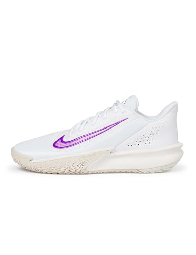 Nike Men's Precision 7 Basketball Shoes, White/Vivid Purple-Light Orewood Brown, 10