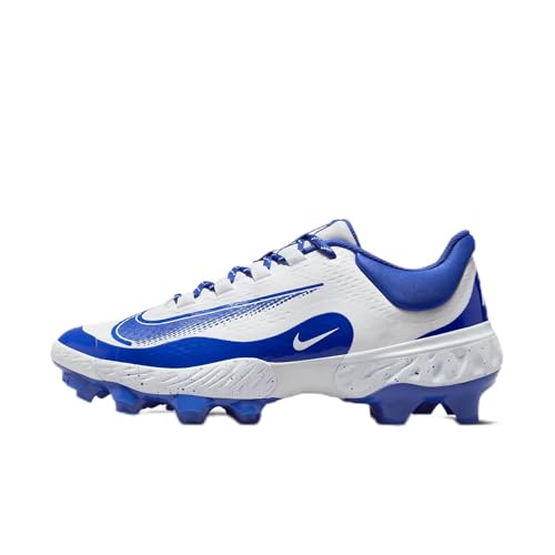 Nike Alpha Huarache Elite 4 Low MCS Men's Baseball Cleats (FD6255-106, White/Hyper Royal) Size 10.5