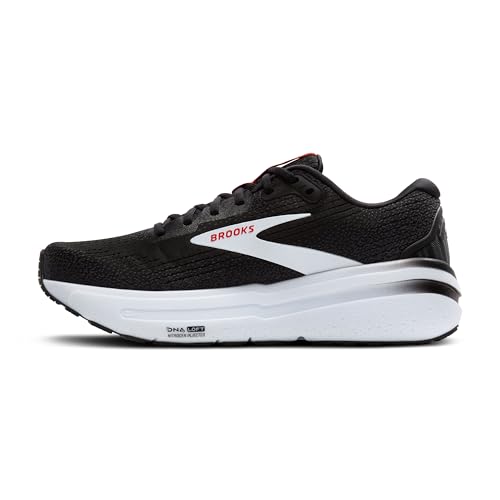 Brooks Men’s Ghost Max 2 Neutral Running & Walking Shoe - Black/White/Fiery Red - 8 Medium
