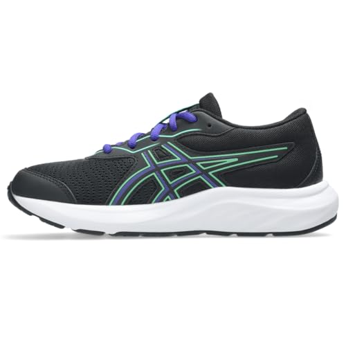ASICS Kid's Contend 9 Grade School Running Shoes, 3, Black/Vital Green