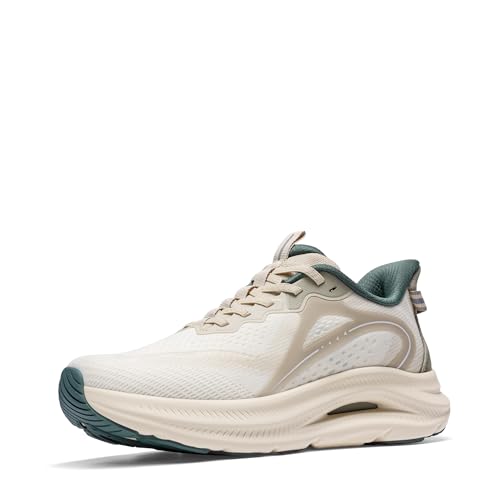 ALLSWIFIT Men's Slip On Stability Walking Run Sneakers,Beige/Green,10
