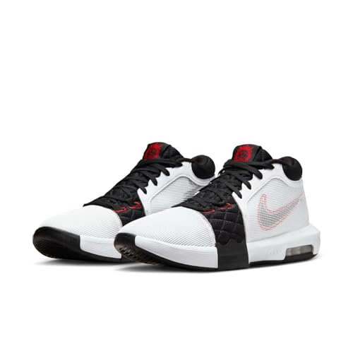 NIKE Lebron Witness 8 Basketball Shoes (FB2239-103, White/University Red/Black) Size 10