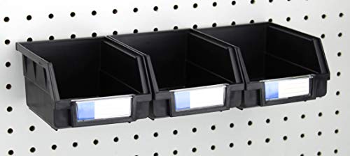 Right Arrange Pegboard Bins - 3 Pack Black Large - Hooks to Any Peg Board - Organize Hardware, Accessories, Attachments, Workbench, Garage Storage, Craft Room, Tool Shed, Hobby Supplies, Small Parts